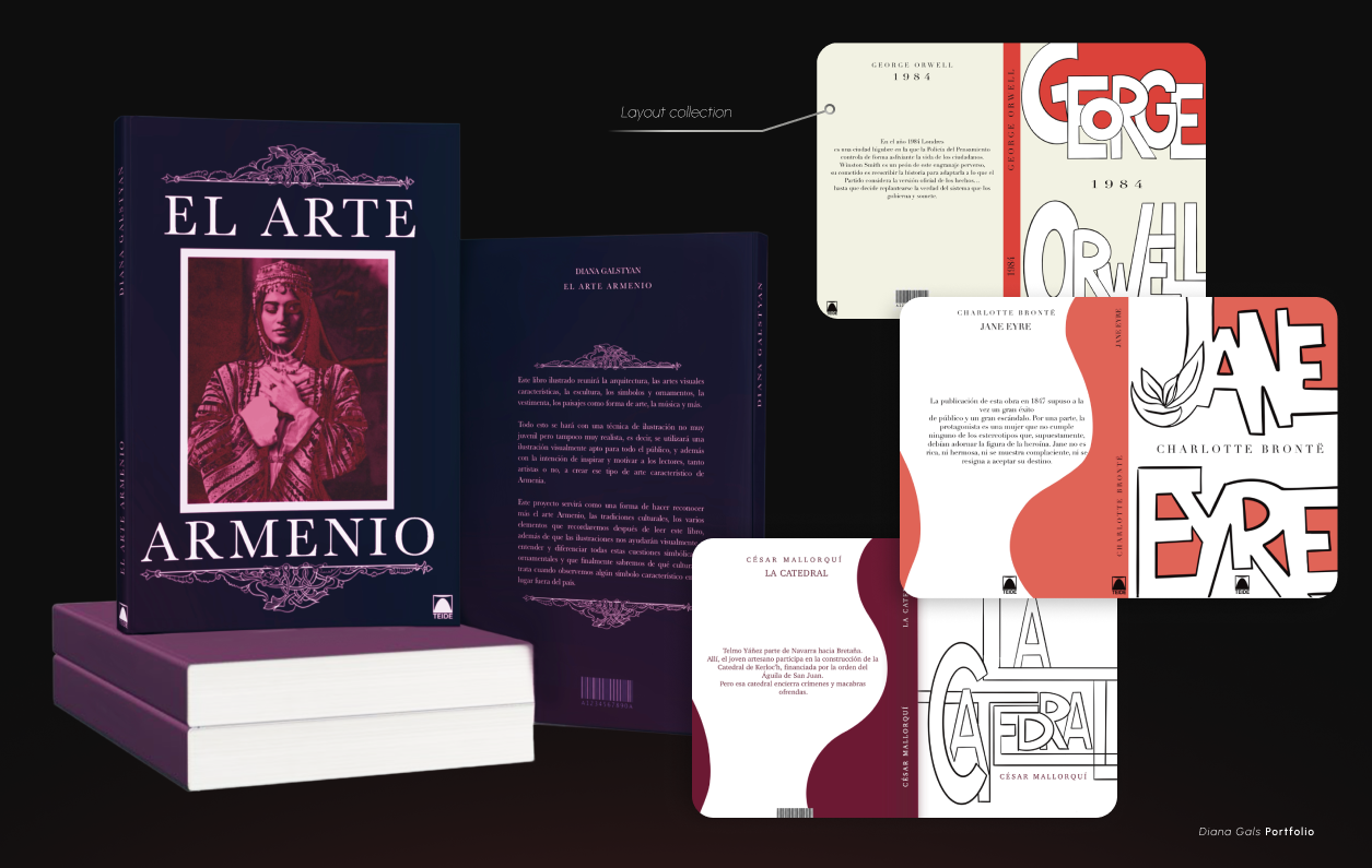 Editorial design — book covers and inside spreads